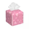 Custom Pink Hearts Pattern Tissue Box Cover Square PU Leather Facial Tissues Holder for Home 1