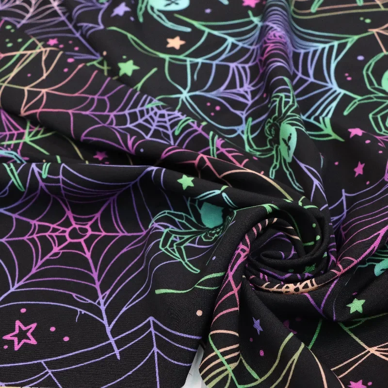 Colorful Spider Printed Fabric Shirt Beach Pants Underwear Garments With Web Pattern For Men And Women
