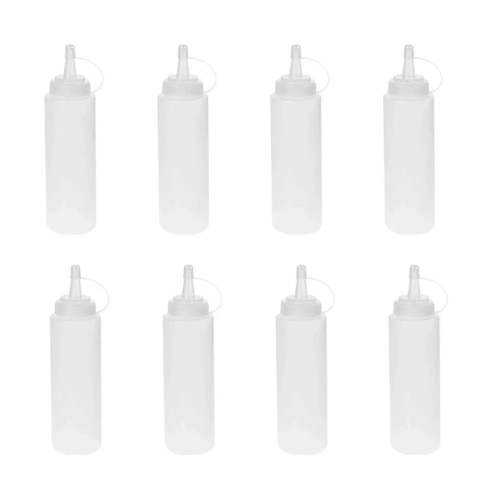 8-Pack Multipurpose Condiment Bottles For Dressing, More &ndash; Reusable Plastic Containers With Lids, Dishwasher Safe By 8 Oz/240 Ml