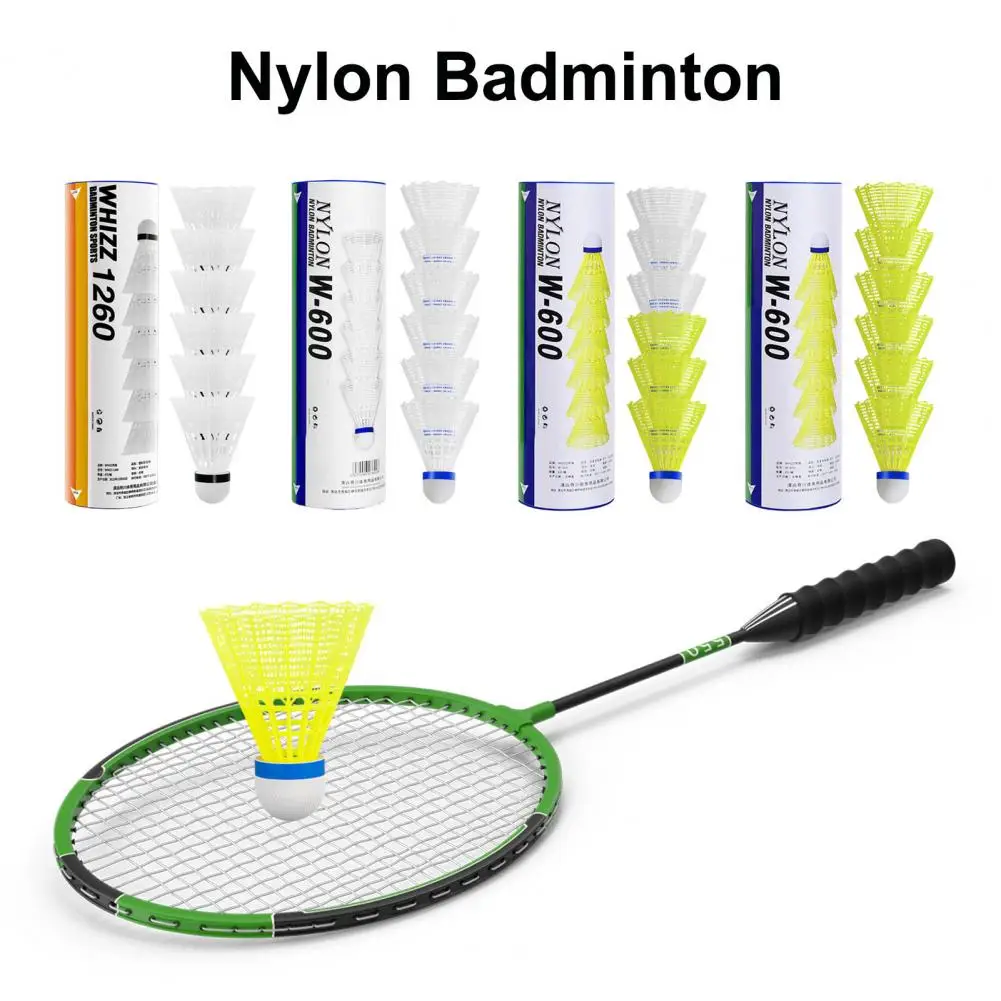 6 Pack Nylon Badminton Birdies Nylon Feather Shuttlecocks Badminton Balls for Indoor Outdoor Sports Training Shuttlecocks