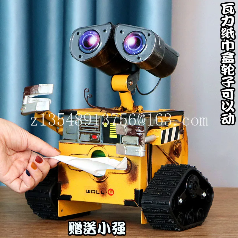 WALL-E Wall-E 로봇 모델 금속 서랍 상자, 빈티지 크리에이티브 거실 티슈 박스, 다리미 장식 선물