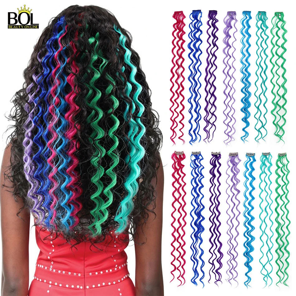 Pastel Cheveux Arc En Ciel Caché BOL Synthétique Extensions De Cheveux Colorés Cheveux Vague Profonde Cheveux  Amovibles Femelle Arc En Ciel Cheveux 24Inch1 0 Pièces/ensemble Résistant À  La Chaleur | AliExpress