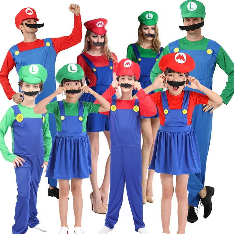 Halloween Kids Super B-Brothers Costumi Idraulico Cosplay L-Luigi Gioco Adulto Bambino Ragazzi Ragazze Fantasia Compleanno Tuta