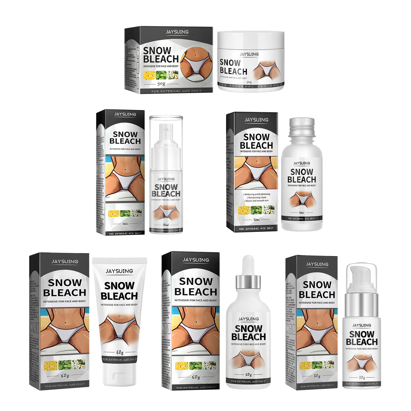 Body Bleaching Set Private Parts Lightening Snow Bleach Intimate Areas Whitening Pigmentation Melanin Brighten Skin Care Product 2