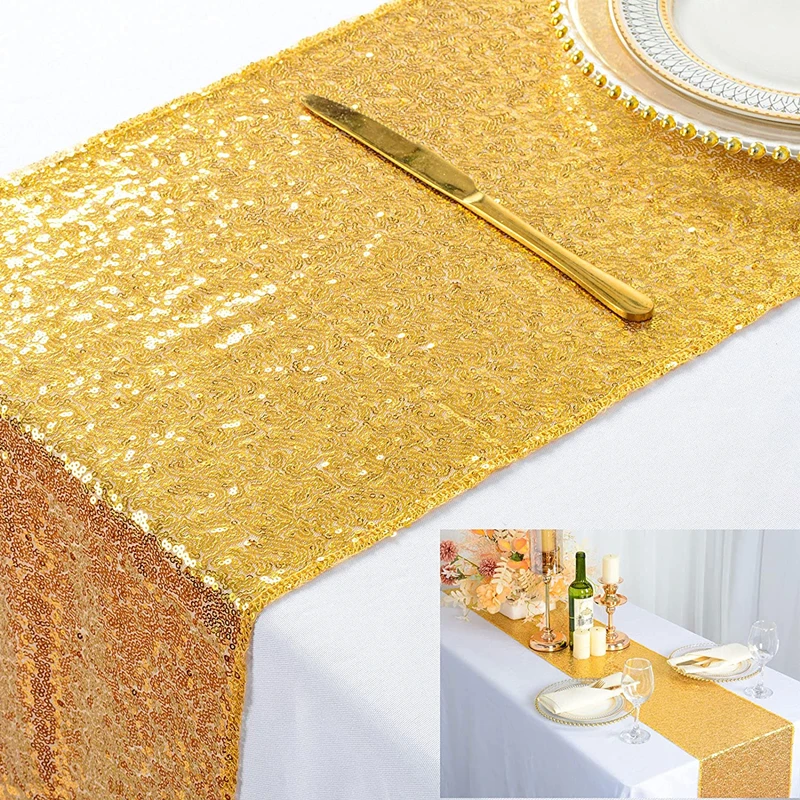 

Sparkly Table Runner Glitter Net Table Runners Gold Desk Cover Decorative Tablecloth Wedding Christmas Party Dinning Table Decor