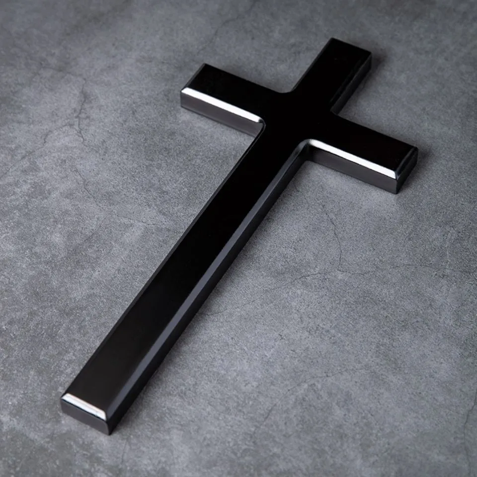 Holzkreuze für die Wand, Schwarze Holzkreuze zur Kirchendekoration, Jesus Christus, Katholisches Geschenk, Jesus Cristo, Weiße Holzkreuz-Dekoration – Detail 2