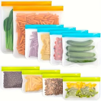 Sac alimentaire en silicone réutilisable, sac de rangement réfrigéré, sac de congélateur scellé, sac scellé anti-fuite, sac de conservation des aliments 1