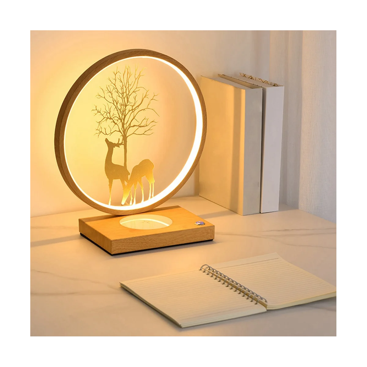 

LED Desk Lamp Wireless Charger for Mobile Phone Lighting Desk Lamp Adjustable Dimming Desktop Nightstand Decoration-A