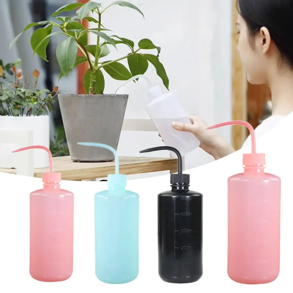 150-500ml Watering Can Succulent Watering Bottle Flower Squeeze Bottle with Scale Label Plastic Bend Mouth Safety Wash Bottle