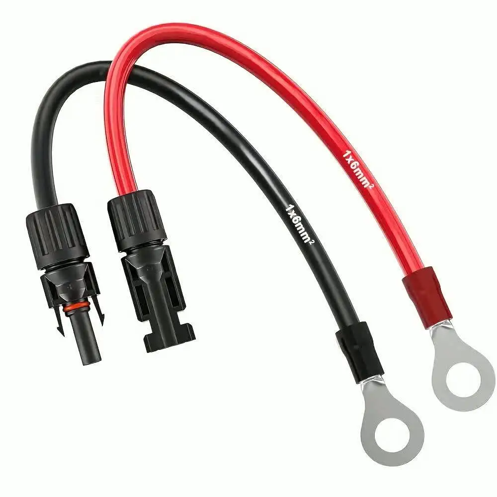 10AWG Panel Connector Cable to O Ring Terminal For solar panel Generators Inverters Battery RV 9.8in/0.8FT