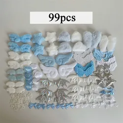 Colorful Girly Pink Bow Lace DIY Accessories & Decor Plush Material Pack (Blue)