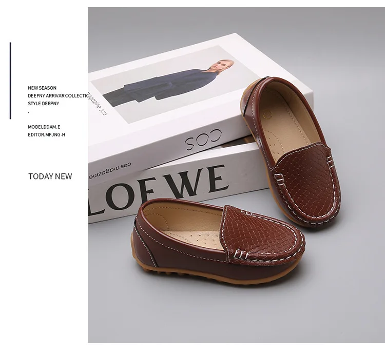 JGSHOWKITO 2026 Brandneue Jungen Casual Loafers Modische Klassische Weiche PU Slip-on Kinder Hochzeit Party Leder Flats Mokassins Trendy – Detail 17