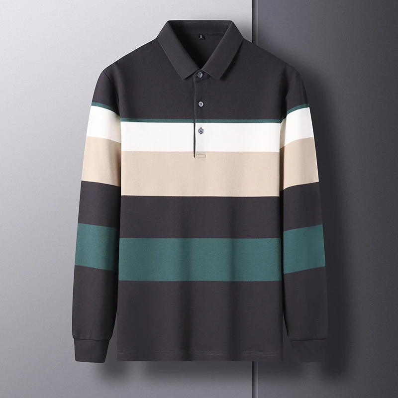 

High Quality 2023 New Designer Brand Cotton Polo Shirts Spring Autumn Men Lapel Long Sleeves Casual Tops Golf Fashion Men's