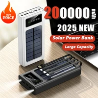 200000mAh Solar Power Bank Super Fast Charging Ultra High Capacity 4 Wire Digital Display External Battery For iphone 15 Xiaomi 1