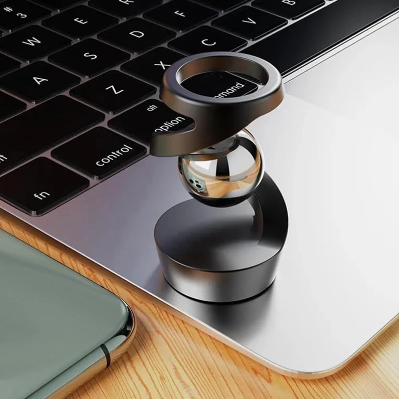 MOMO Desktop Suspended Gyroscope,Gravity Defying Kinetic Desk Toy, Stress Relief Kinetic Sculpture Aluminum Rotary Gyro