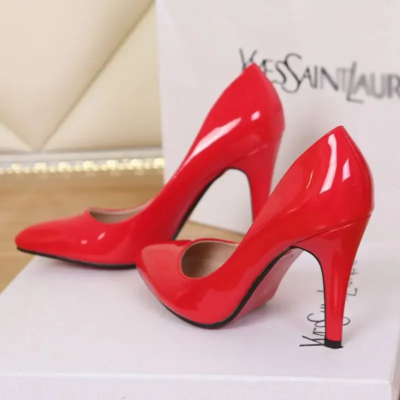 Sexy Patent Leather High Heels 10 Cm Thin Heels White Dress Party Pumps 2025 Autumn New Fashion Single Shoe Elegant Womens Shoes 5