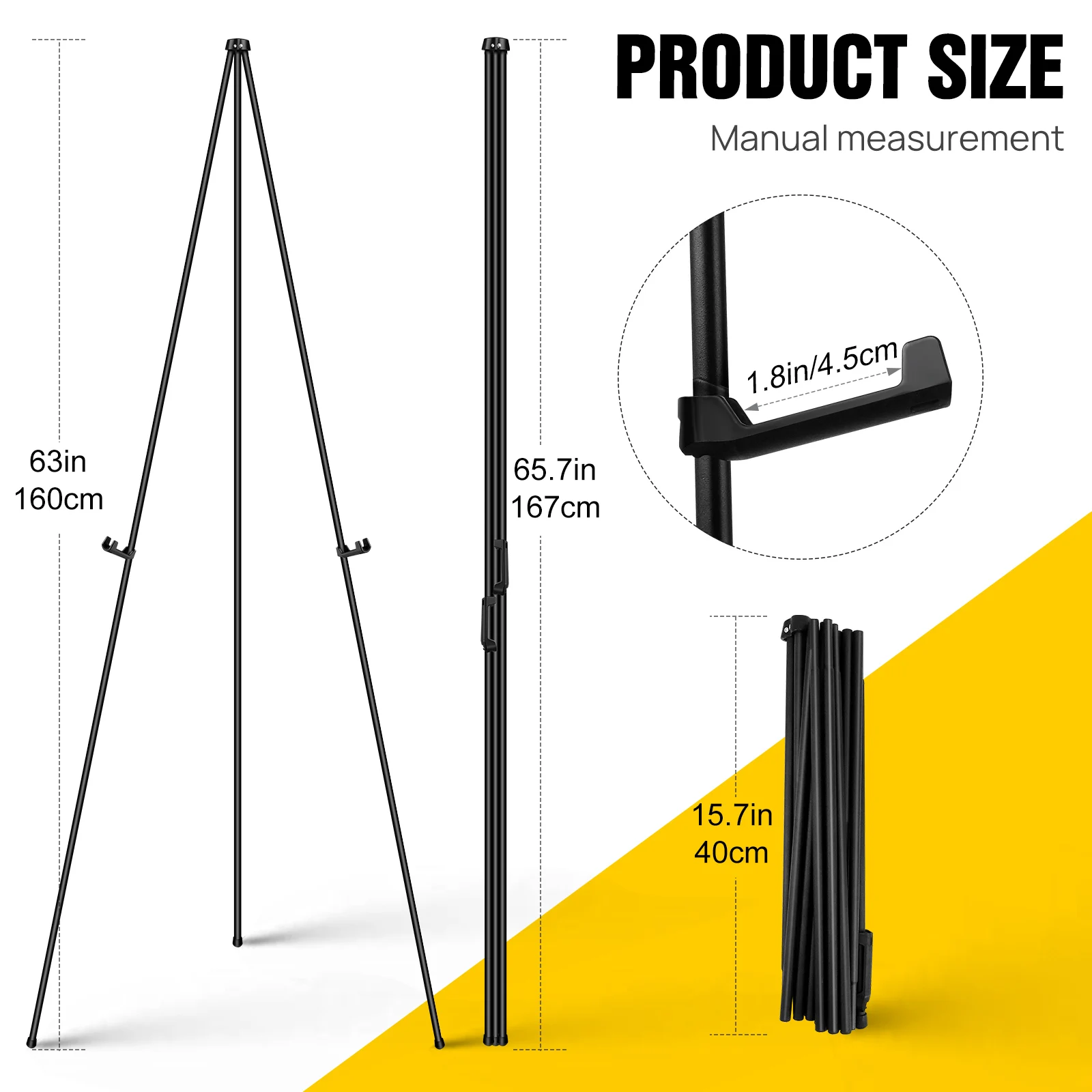 Foldable Metal Tripod Easel Stand 168cm Painting Easel Adjustable Art for Wedding Painting Display Show Business Promotion