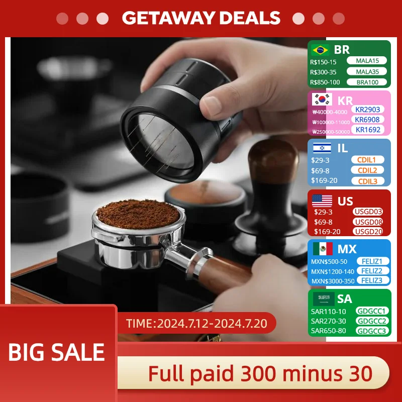 

MHW-3BOMBER Coffee Needle Distributor 58mm Adjustable Espresso Distribution Tool Professional Home Barista Coffee Leveler Tool