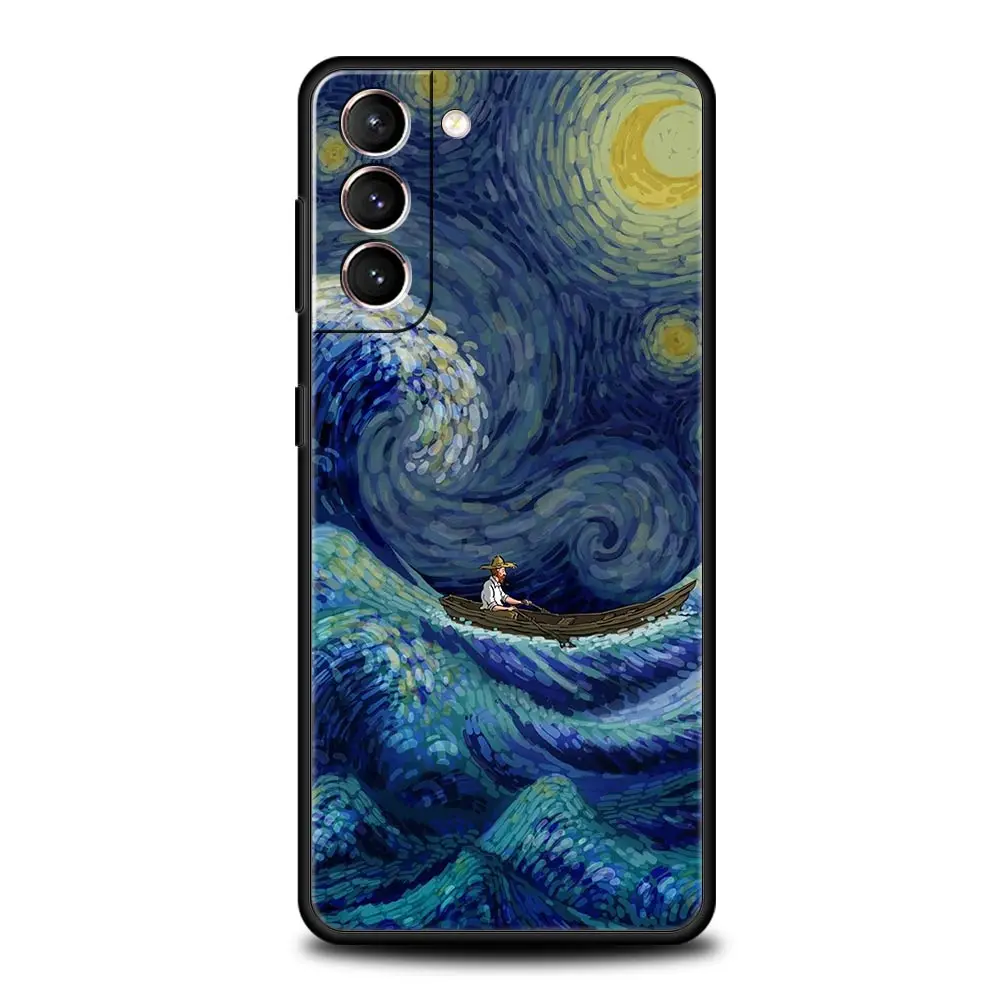 Van Gogh Starry Night Aesthetic Phone Case - Black Cover