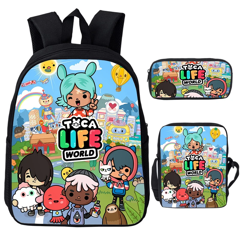 New Toca Boca Life World Zaino 3 Pz/Set Bookbag Mochila Boys Girls 3D Print Toca Life World Zaino Borse Da Scuola Per Bambini