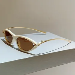 Elegant Alloy Knot Cat Eye Sunglasses - Women's Fashion Gradient Shades in Blue Pink (Beige)