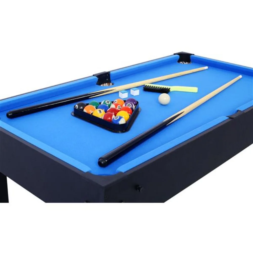 5-in-1 Multi-Game Table-Billiards, Push Hockey, Foosball, Ping Pong, and Basketball black/blue