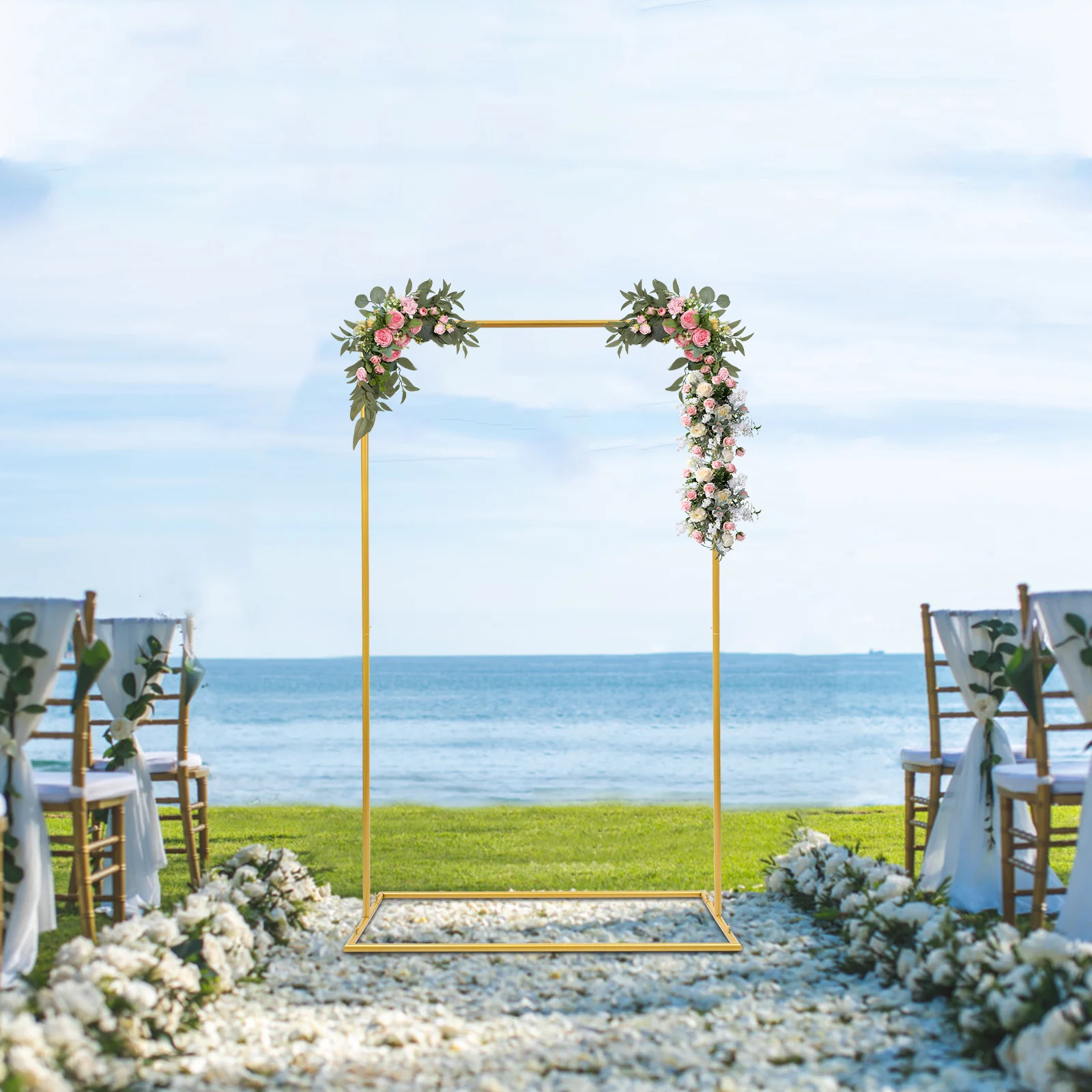 Gold Wedding Stand Carbon Steel Square Flowers Stand Balloons Bracket for Garden Weddings Decoration
