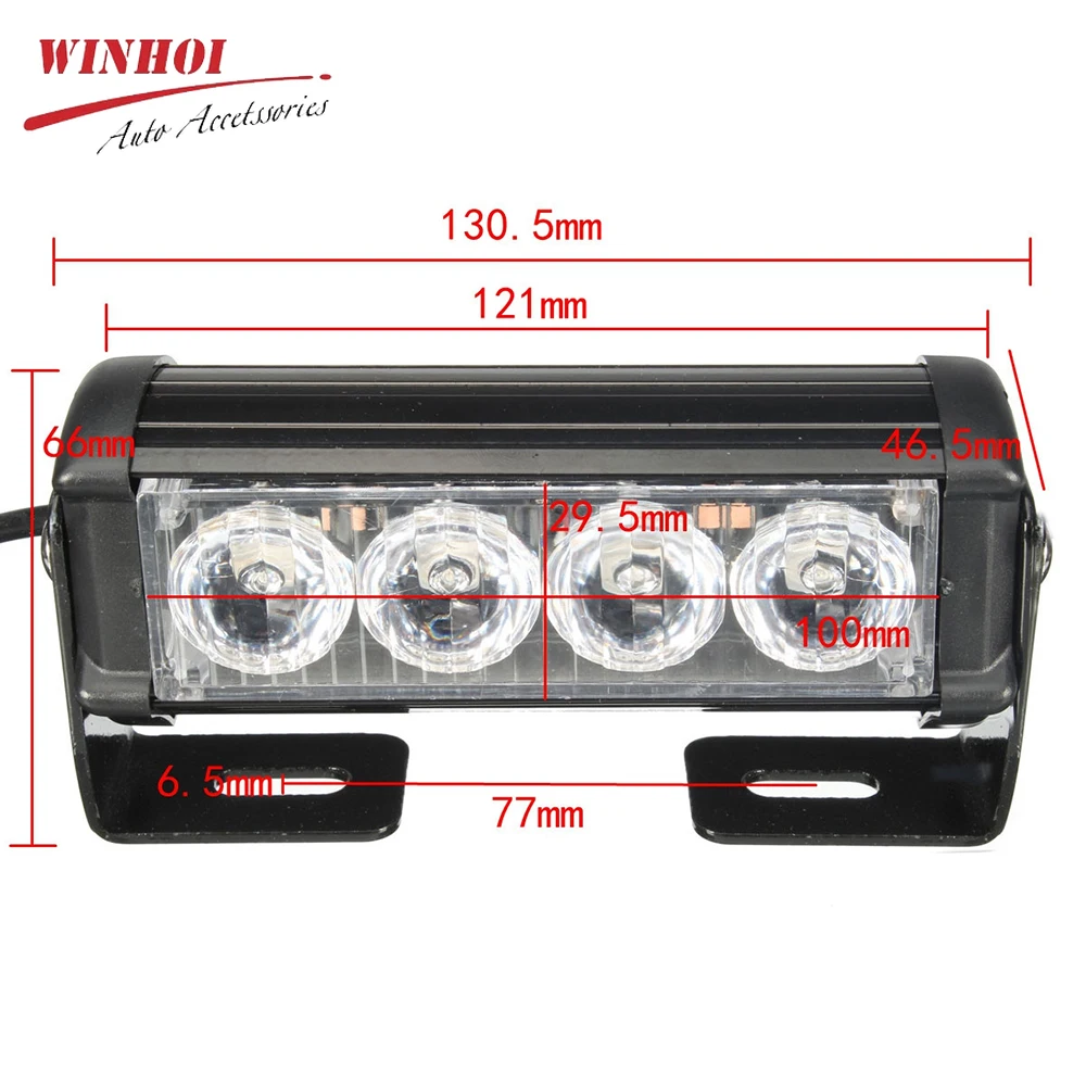車のストロボledライト,2 in 1,車の緊急信号灯,赤,青,黄,白,12v