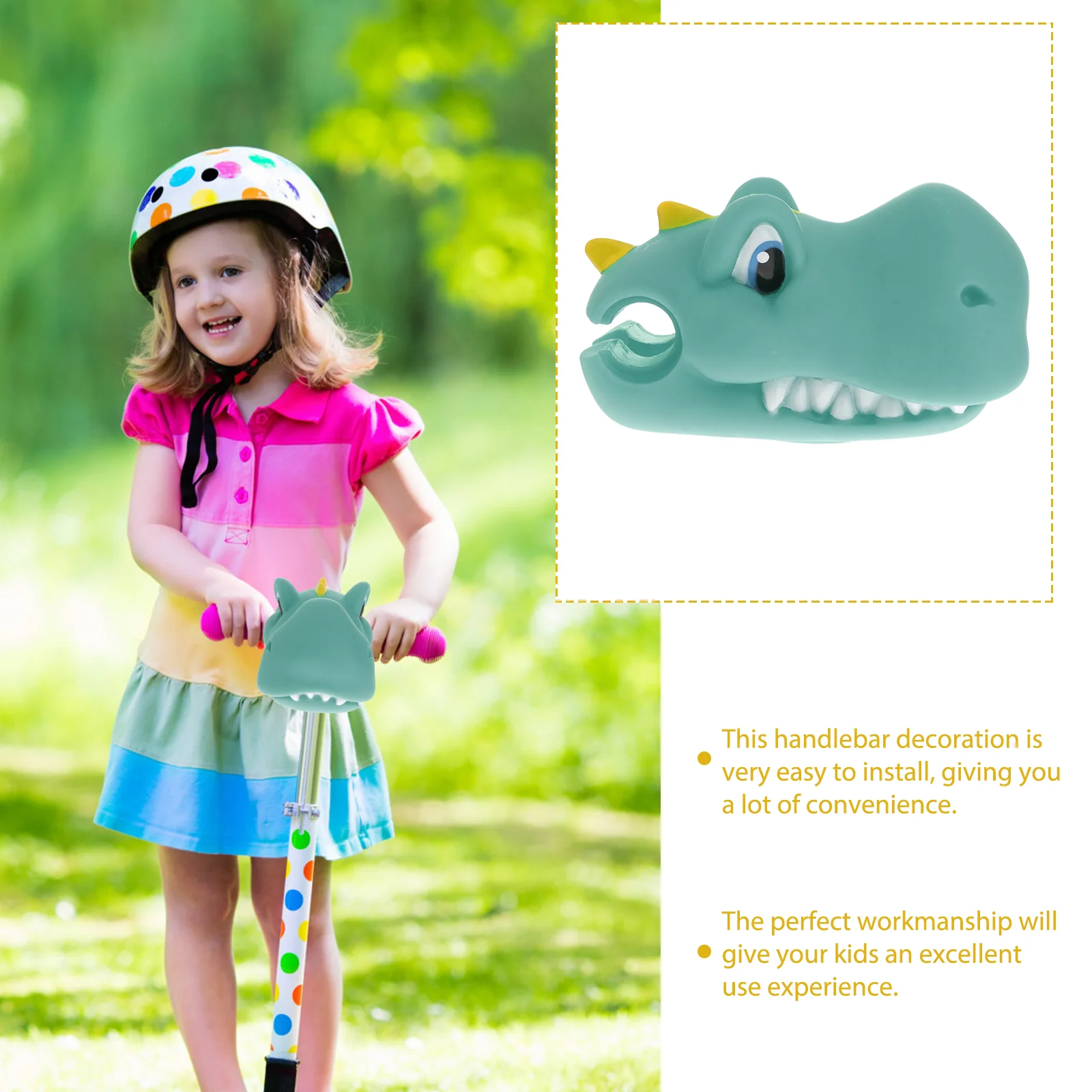 Bike Handlebar Decor Silicone Bike Handlebar Decor Scooter Parts Skateboard Accessory Balance Toy Kids Dinosaur Cartoon Roller Safe Installation
