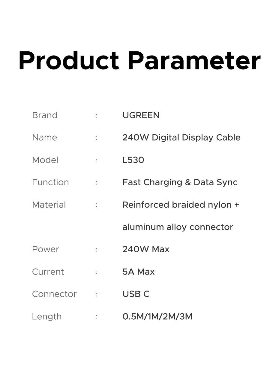 UGREEN USB-C Cable 240W Digital Display Screen PD3.1 Type-C Cord for Laptop MacBook iPhone 17 Samsung S25 arger USB Type C Cable