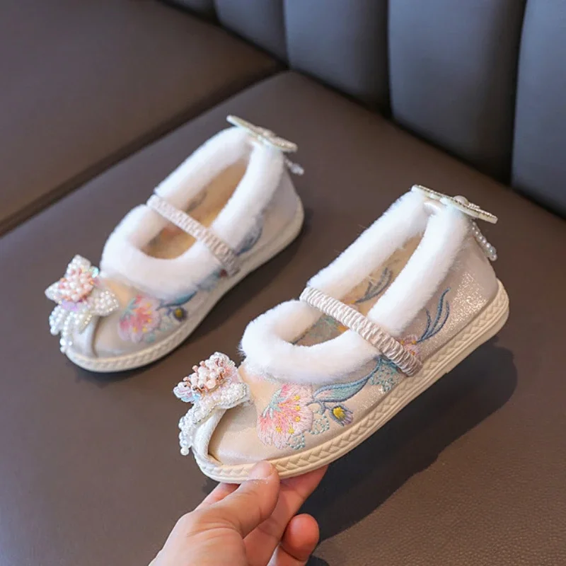 Eid Flat Shoes For Girls Kids Princess Embroidery Shoes Girls