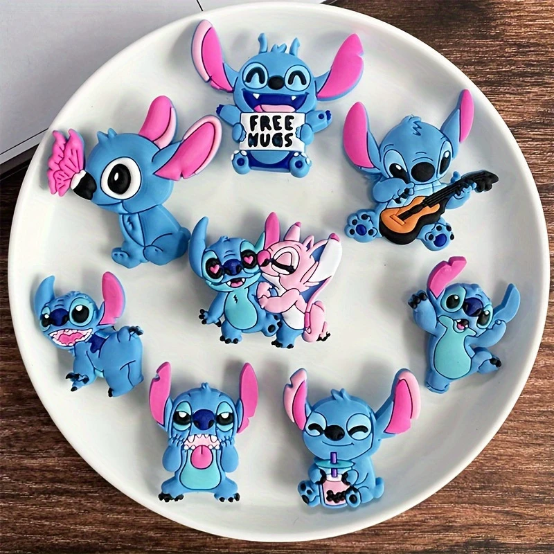 Cartoon Jibbitz Shoe Charms For Clogs Set of 8 Disney Stitch Themed Shoe Buckles Removable Decorative Use