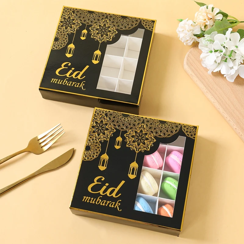 2Pcs Eid Mubarak Cake Boxes with Clear Window, Ramadan Kareem Transparent Candy and Cho... - SKU EMCB1551 - UGI Packaging
