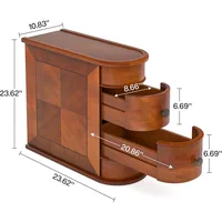 Nightstands Wood, Narrow Solid Side Table 2-Drawer Slim Chair Side Table, No Assembly Required, Nightstands 2