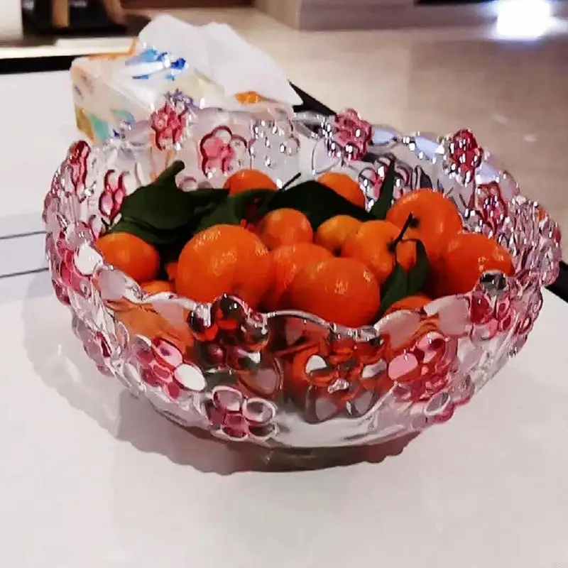 Künstlerische Klarglas-Servierschüssel in Blumenform, Snack-Teller-Organizer-Box, für die Präsentation von Obst und B03E – Detail 8