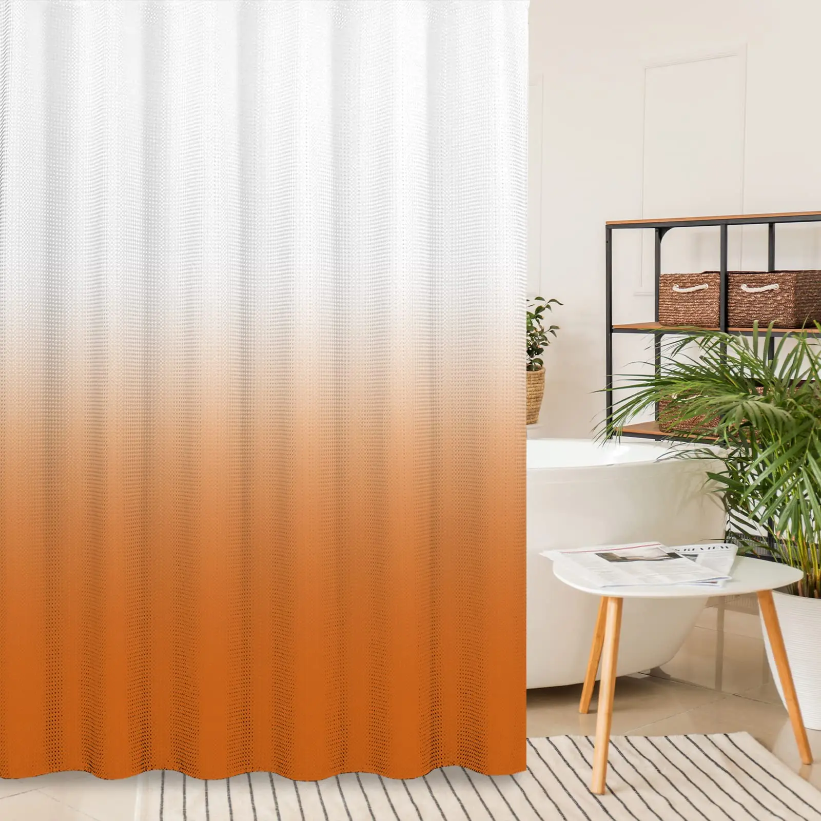 Ombre Beige Sage Shower Curtain Lime Green Texture Fabric Gradient Bathroom Decor Waterproof Bathroom Curtains Set with Hooks