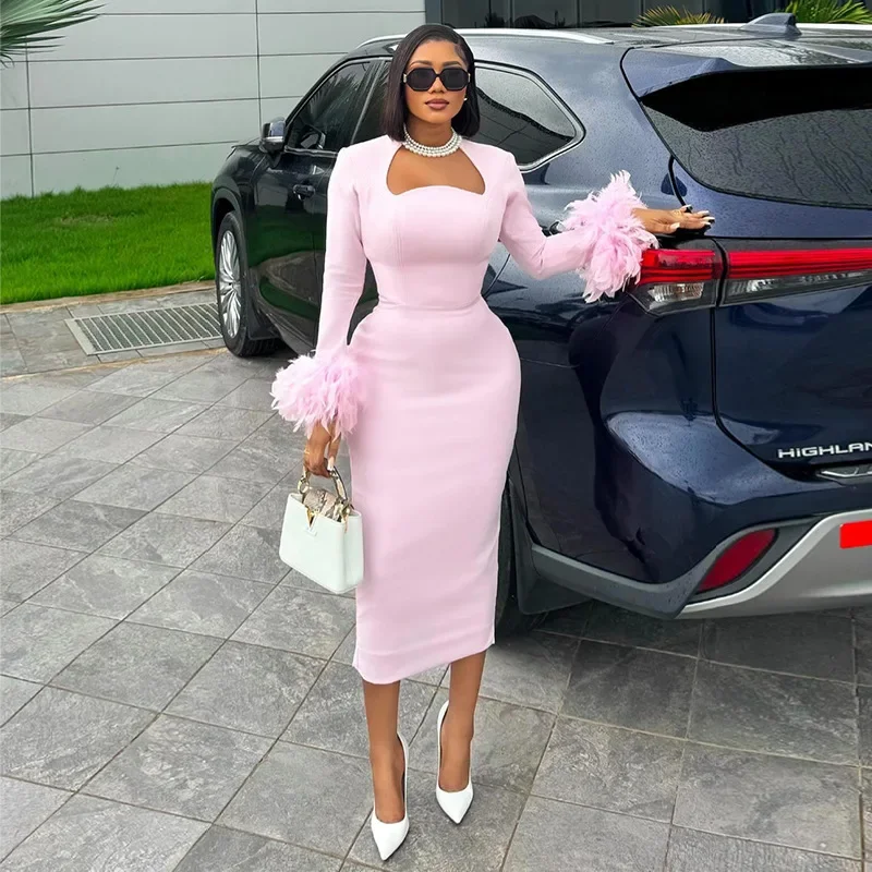 Pink Florals Women Sleeveless Sexy Square Collar 2 Pieces Bodycon Long Dress Cute Vacation Birthday Party Celebrate Dress