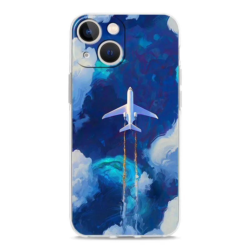 Clear Soft Cover with Airplane Pattern - Premium Phone Case