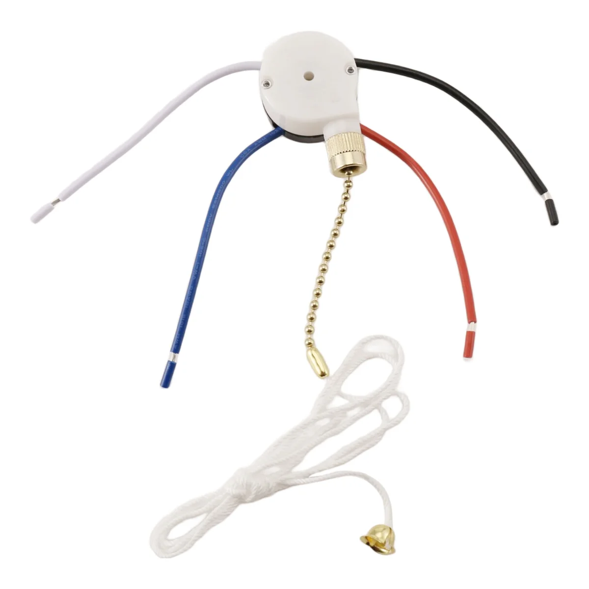AAA87 Ceiling Fan Switch Kit 3 Speed 4 Wire, Fan Switch Zipper Speed Control Switch, ZE-208S Pull Wire with Rope Gold