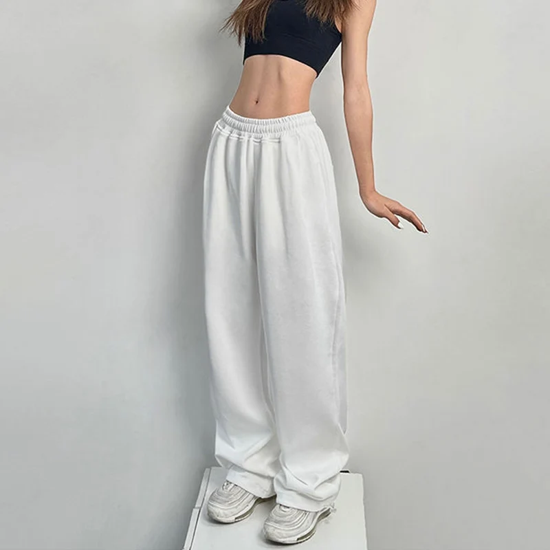 

White Baggy Sweatpants Women Hippie Y2K Korean Style Jogger Sports Pants High Waist Harajuku Oversize Straight Wide Leg Trousers