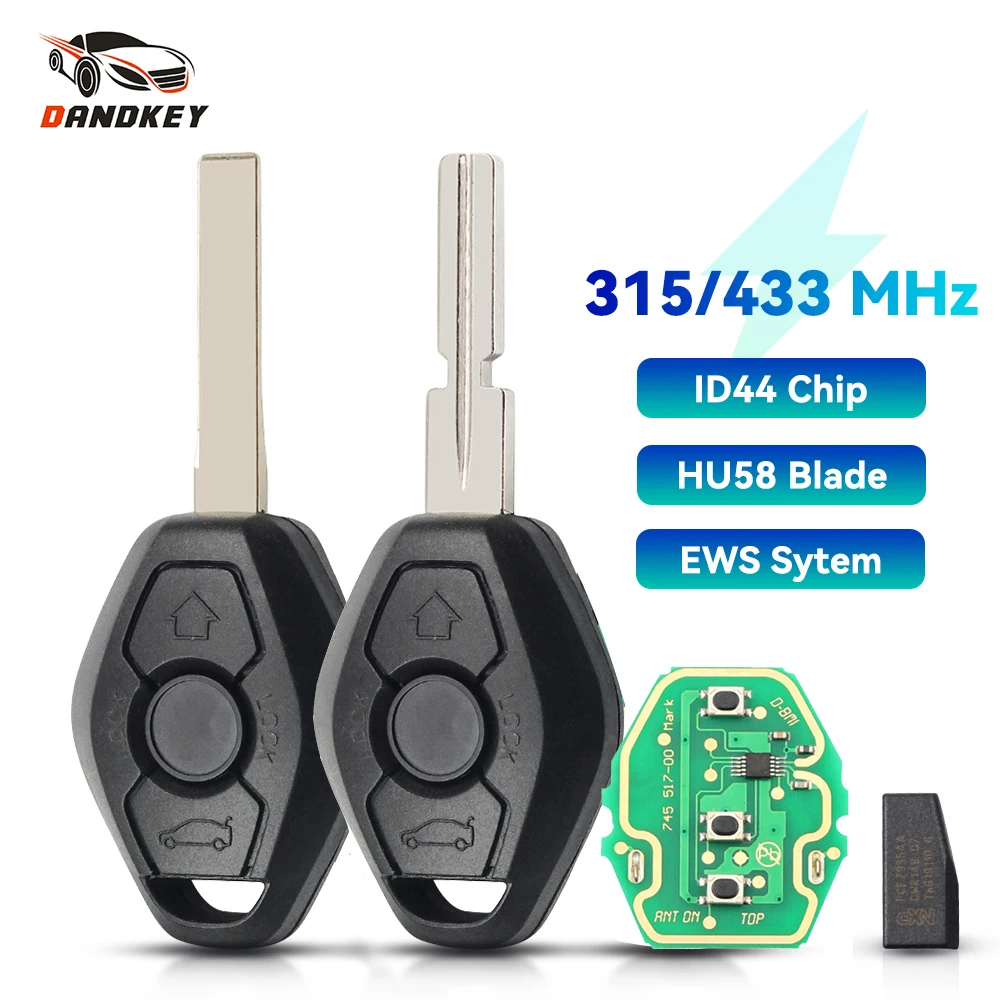 Dandkey Car Remote Key For BMW EWS Sytem E38 E39 E46 X3 X5 Z3 Z4 1/3/5/7 Series 315/433MHz ID44 Chip Blank Key Shell Transmitter car remote key car key car key shell key shell