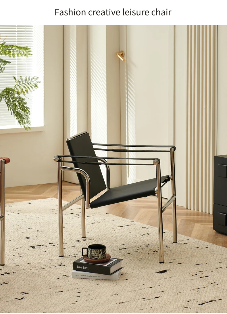 Le Corbusier Italian Style Single Sofa Chair Designer Vintage Single Chair Stainless Steel Leisure Chair