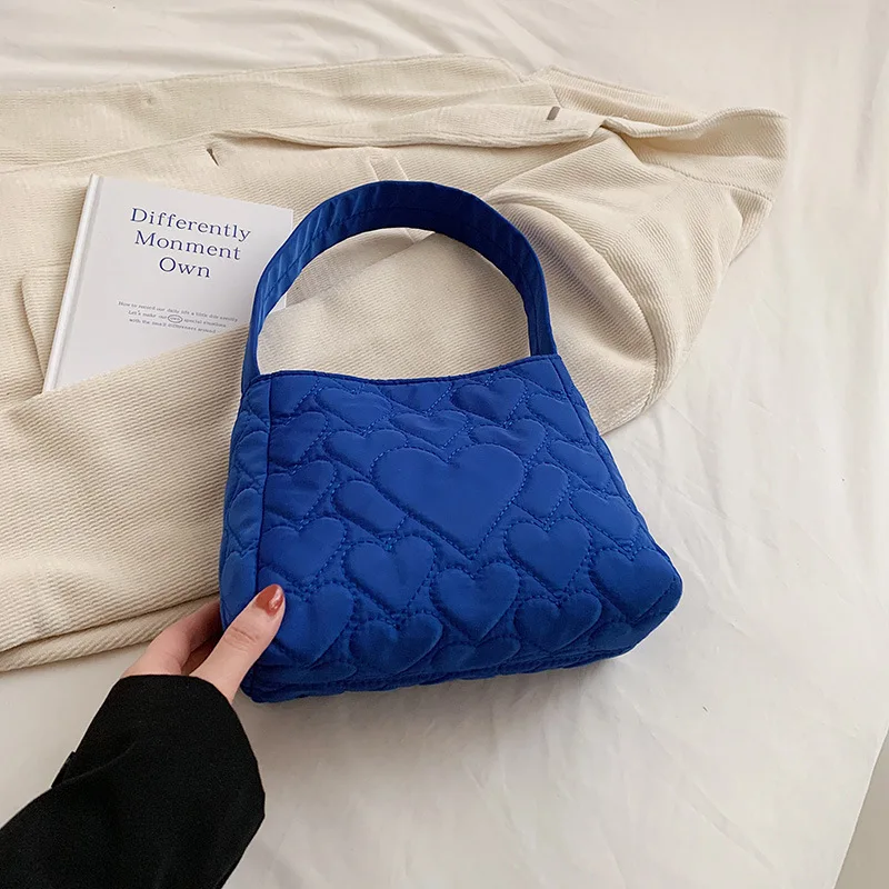 Tote Bags for Women Oxford Luxury Designer Handbags Purse Fashion Heart Winter Small Shoulder Bag Quilted Padded Top Handle Bag - 5