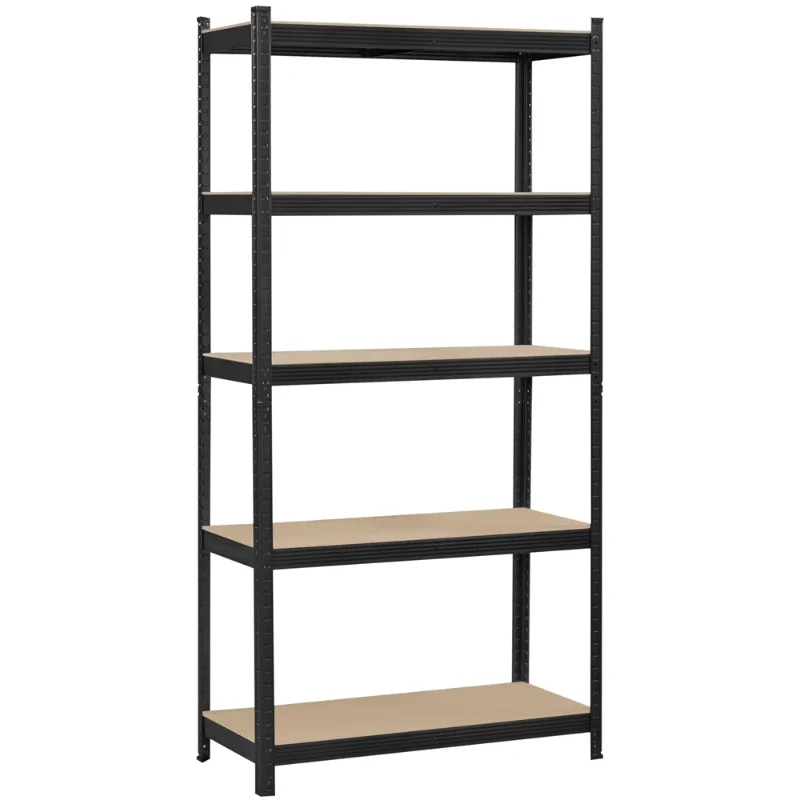 

Smile Mart 5-Shelf Boltless & Adjustable Steel Storage Shelf Unit, Black, Holds up to 386 lb Per Shelf shelf