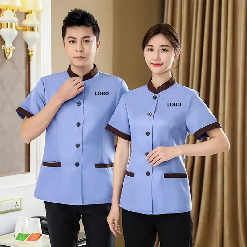 

Restaurant Ladies Housekeeping Costume Cleaning Waiter Top Work Shirt Pedicure Dishwasher Staff Women's Uniforms Hotel Clothes