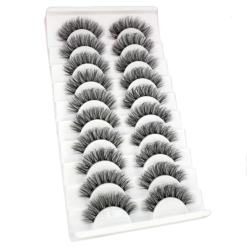 False Eyelashes Mink Lashes Transparent Band Hybrid Light Volume 3D Short