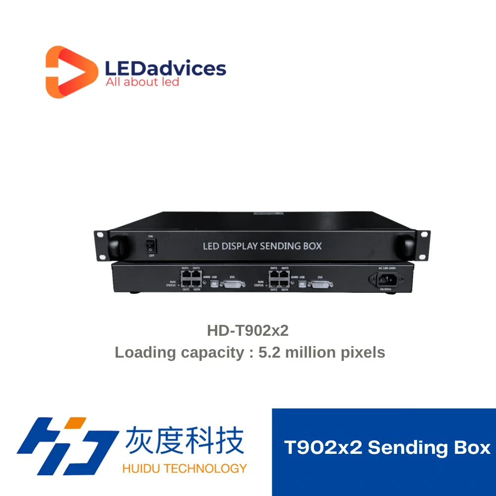 

Huidu T902x2 HD-T902x2 Full Color Synchronous Sending Box For Outdoor Indoor LED Display Controller 2560*2048 5.2million Pixels
