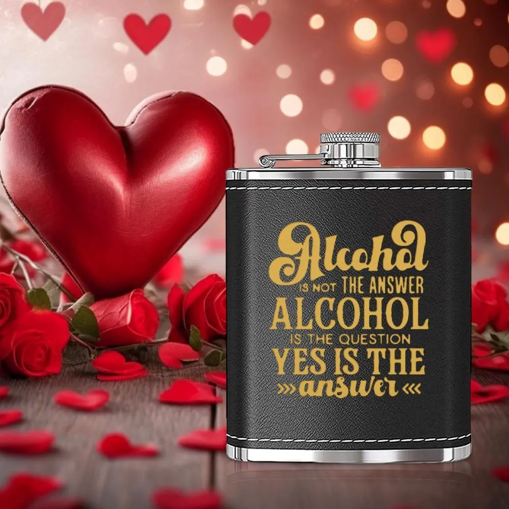 7온스 스테인리스 스틸 힙 플라스크 “알코올은 답이 아니다...”, 남성용 베스..