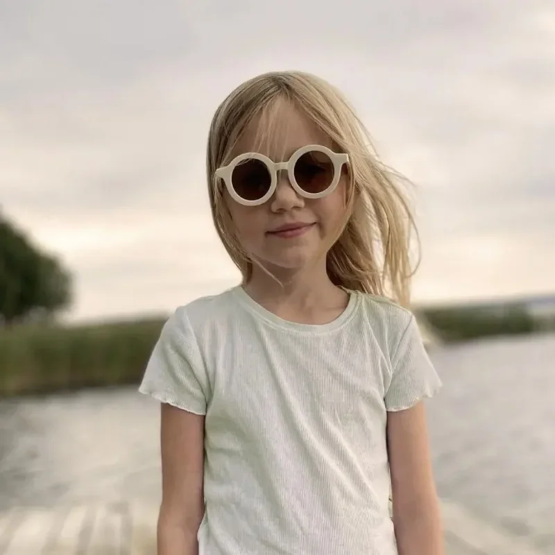 Round Children's Sunglasses Parent-child Frosted Glasses Decorative Runway Shades for Trendy Children's Sunglasses