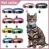 Nylon Pet Collar Night Safety Reflective Cat And Dog Collar Adjustable Pet Necklace Cartoon Cat Head Colorful Bell Pet Leash 1